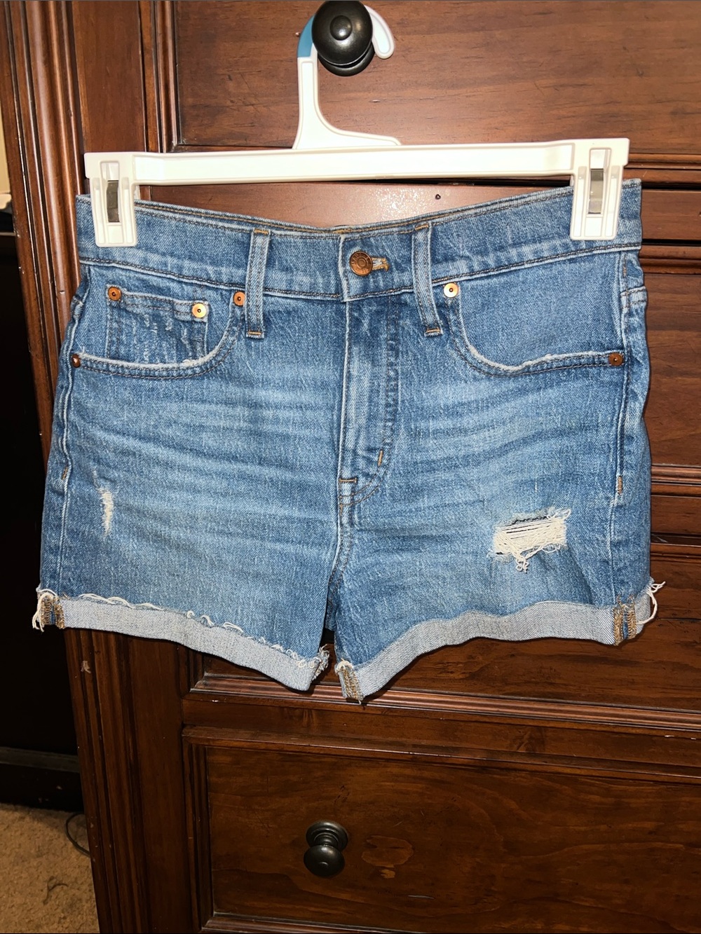 Madewell Light Blue Distressed Denim Shorts